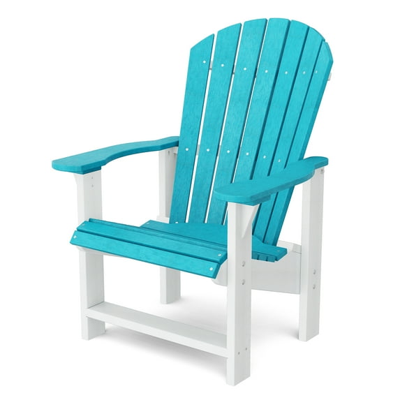 Wildridge Heritage Upright Adirondack Chair, Aruba Blue and White - Outdoor All-Weather Poly Furniture for Patio, Deck, Yard