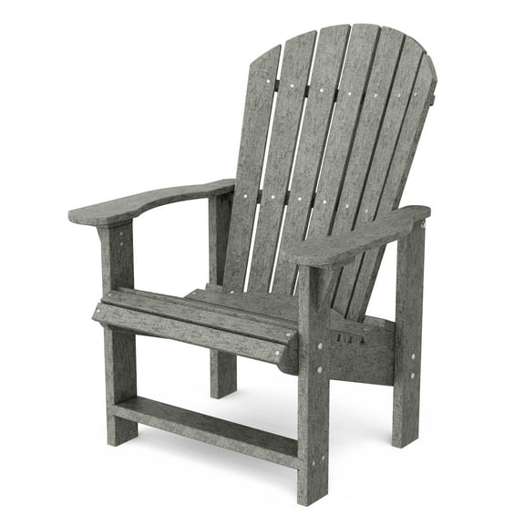 Wildridge Heritage Upright Adirondack Chair, Dark Gray - Outdoor All-Weather Poly Furniture for Patio, Deck, Yard