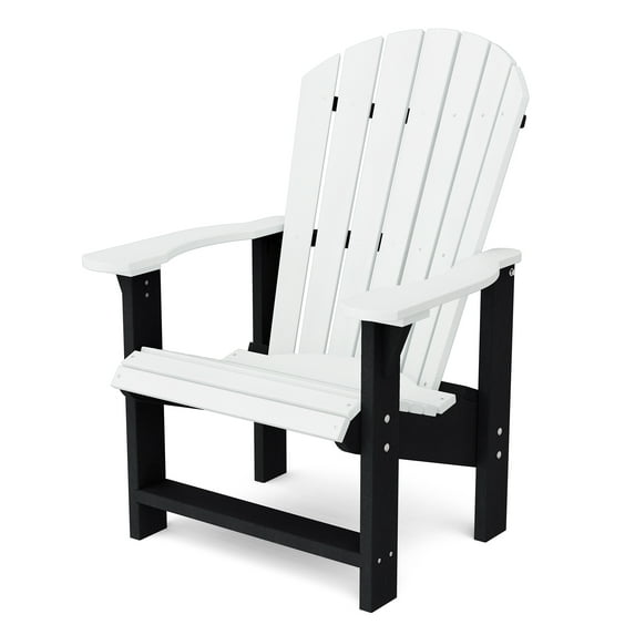Wildridge Heritage Upright Adirondack Chair, White and Black - Outdoor All-Weather Poly Furniture for Patio, Deck, Yard