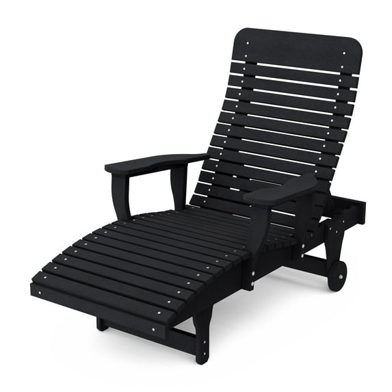 Wildridge Signature Chaise Lounge, Black - Outdoor Weather Resistant Recycled Plastic Furniture for Patio