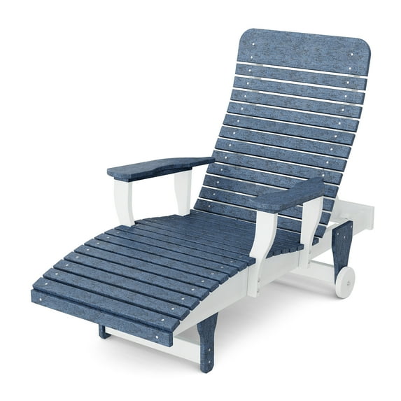 Wildridge Signature Chaise Lounge, Patriot Blue and White - Outdoor Weather Resistant Recycled Plastic Furniture for Patio