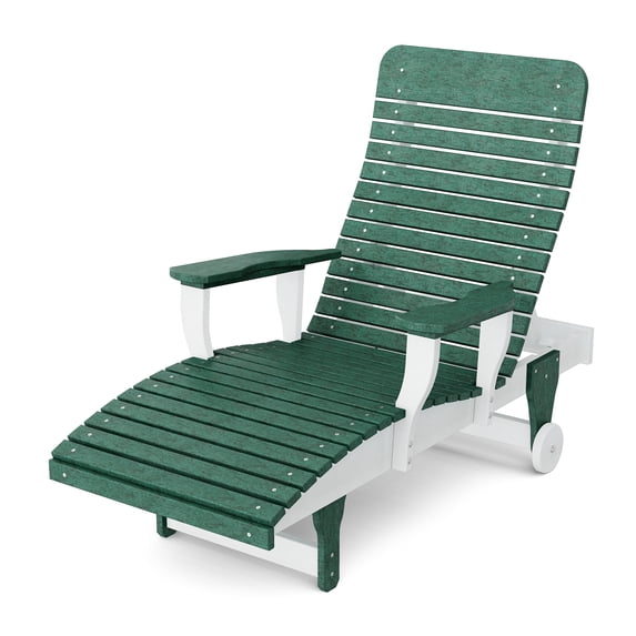 Wildridge Signature Chaise Lounge, Turf Green and White - Outdoor Weather Resistant Recycled Plastic Furniture for Patio