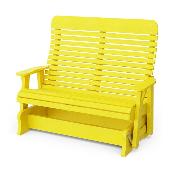 Wildridge Signature Double Glider, Lemon Yellow - Outdoor Weather Resistant Recycled Plastic Furniture for Patio
