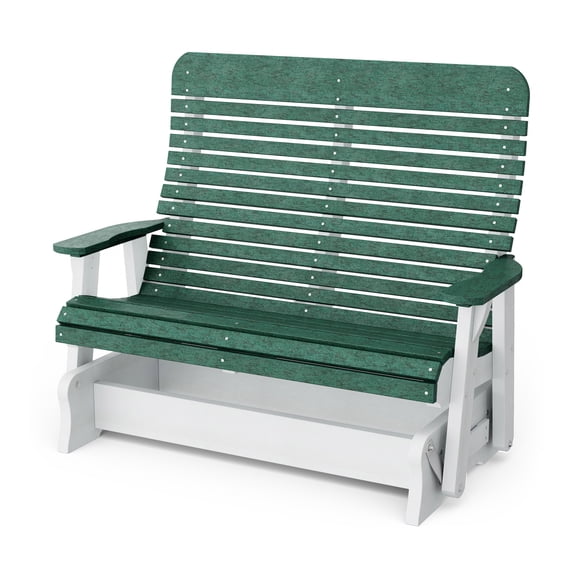 Wildridge Signature Double Glider, Turf Green and White - Outdoor Weather Resistant Recycled Plastic Furniture for Patio