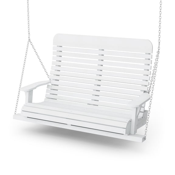 Wildridge Signature Porch Swing, White - Outdoor Weather Resistant Recycled Plastic Furniture for Patio