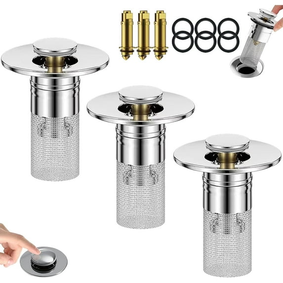 Wildspress Sink Stopper, c Drain Stopper, Conceptan Bathroom Sink Stopper Hair Catcher, Universal Sink Drain Stoppers, Pop Up Drain Plug Filter, Removable Filter Basket