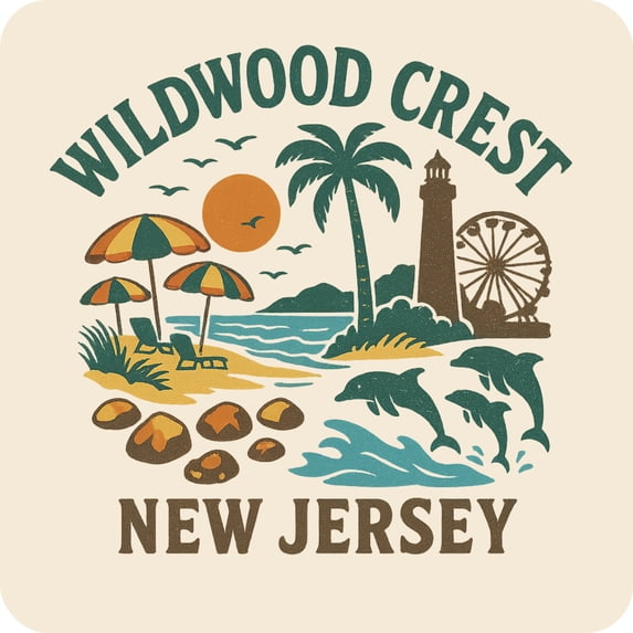 Wildwood Crest New Jersey Keepsakes Souvenir Vinyl Sticker – Destination Travel Keepsake Collectible (3-Inches Wide)