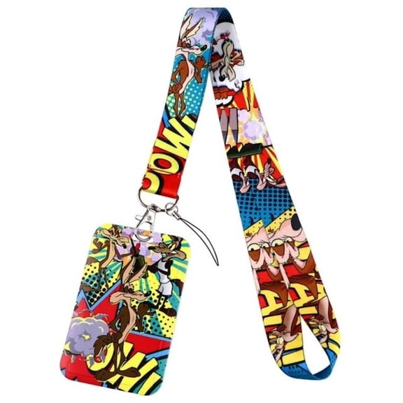 Wile E Coyote Character Themed Lanyard with ID Holder Keychain