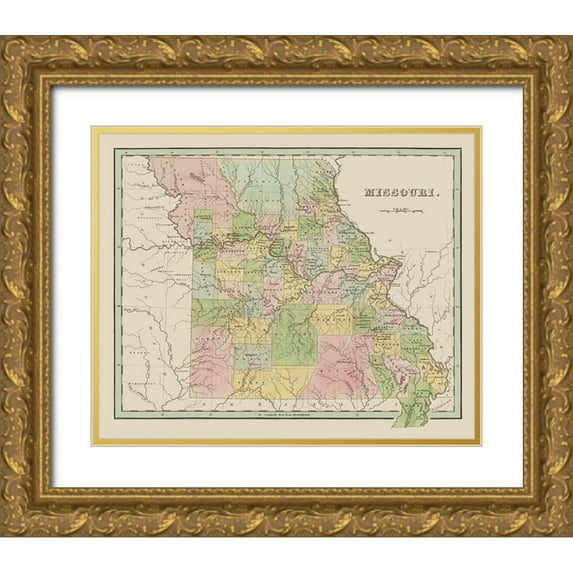 Wiley 18x15 Gold Ornate Wood Framed with Double Matting Museum Art Print Titled - Missouri - Wiley and Putnam 1838