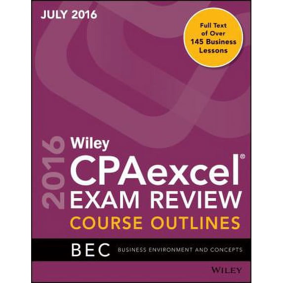 Pre-Owned Wiley CPAexcel Review Course Outlines BEC 2016 9781119295693 Used