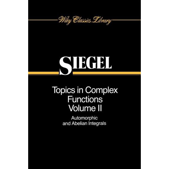 Wiley Classics Library Topics Complex Function Theory V2 P, Book 5, (Paperback)