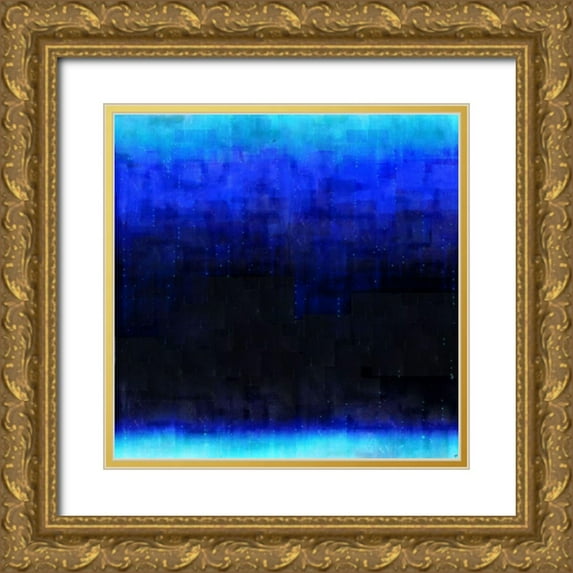 Wiley, Marta 12x12 Gold Ornate Wood Framed with Double Matting Museum Art Print Titled - Blue Abstract Night