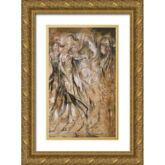 Wiley, Marta 13x18 Gold Ornate Wood Framed with Double Matting Museum Art Print Titled - Renisaunce I- vertical peice