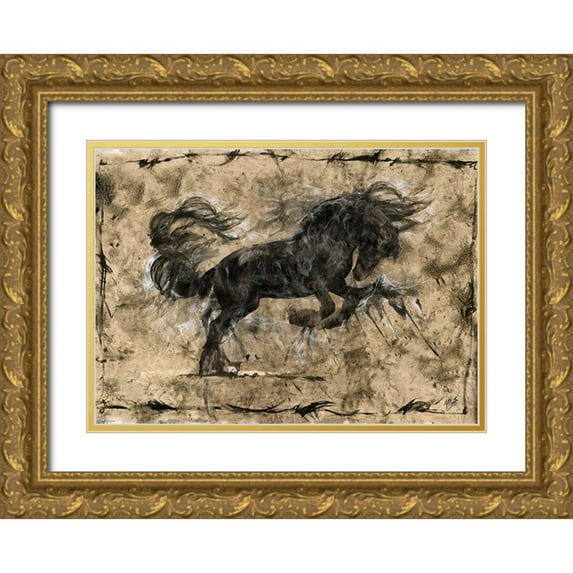 Wiley, Marta 14x11 Gold Ornate Wood Framed with Double Matting Museum Art Print Titled - Mustang