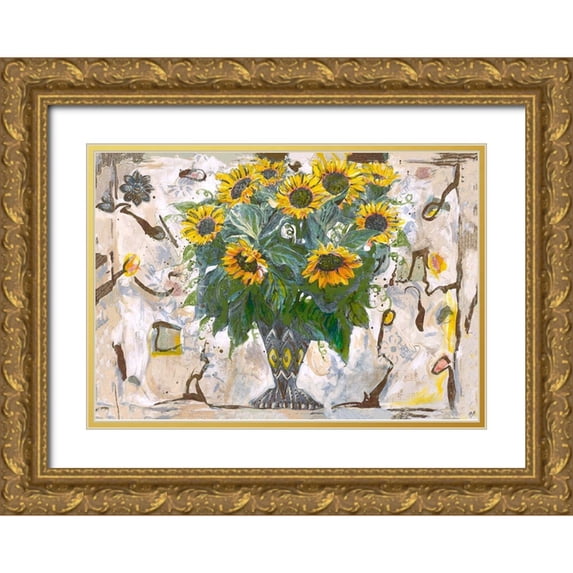 Wiley, Marta 14x11 Gold Ornate Wood Framed with Double Matting Museum Art Print Titled - Yellow Floral