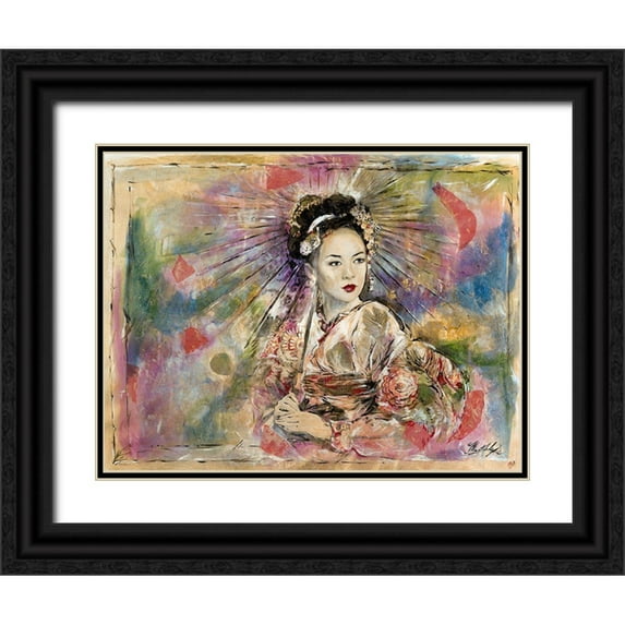 Wiley, Marta 14x12 Black Ornate Wood Framed with Double Matting Museum Art Print Titled - Geisha- Dark
