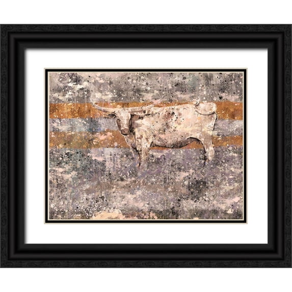 Wiley, Marta 14x12 Black Ornate Wood Framed with Double Matting Museum Art Print Titled - White Long Horn