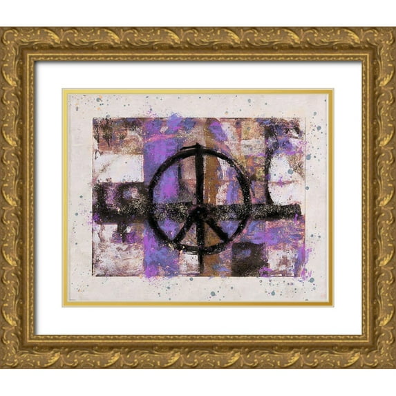 Wiley, Marta 14x12 Gold Ornate Wood Framed with Double Matting Museum Art Print Titled - PEACE purple tint