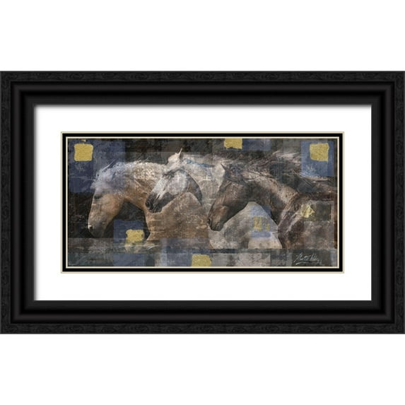 Wiley, Marta 14x9 Black Ornate Wood Framed with Double Matting Museum Art Print Titled - Horse Silk Screen