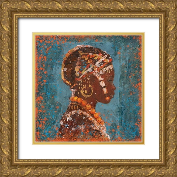 Wiley, Marta 15x15 Gold Ornate Wood Framed with Double Matting Museum Art Print Titled - African Portrait III