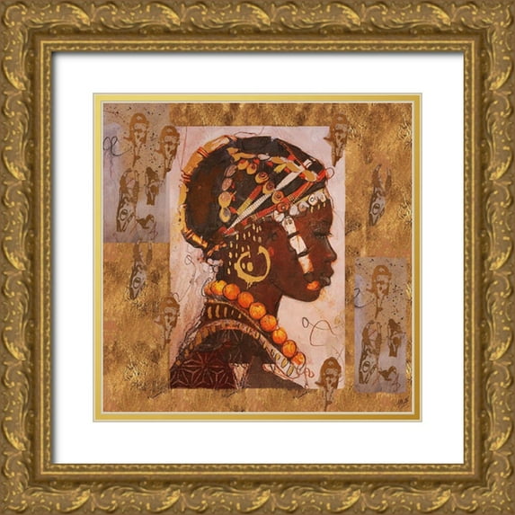 Wiley, Marta 15x15 Gold Ornate Wood Framed with Double Matting Museum Art Print Titled - African Portrait I