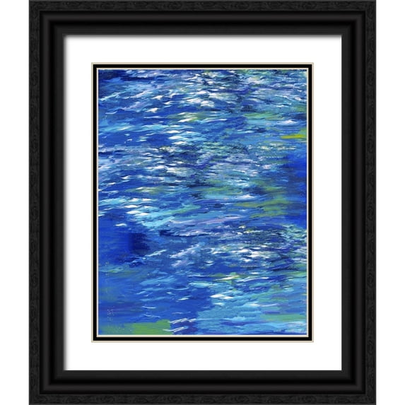 Wiley, Marta 15x18 Black Ornate Wood Framed with Double Matting Museum Art Print Titled - Abstract Blue XI