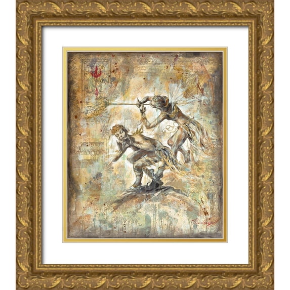 Wiley, Marta 20x23 Gold Ornate Wood Framed with Double Matting Museum Art Print Titled - Flute Players Hue Variation