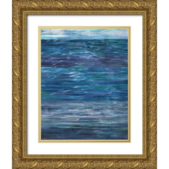 Wiley, Marta 20x24 Gold Ornate Wood Framed with Double Matting Museum Art Print Titled - Abstract Blue XXVII