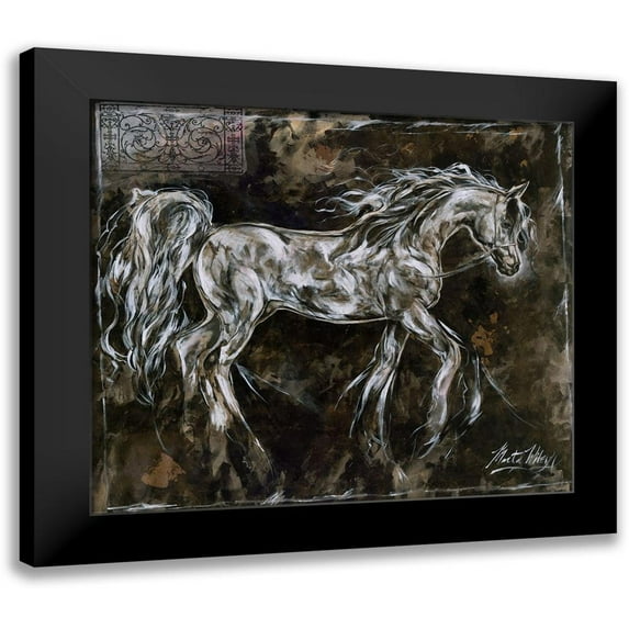 Wiley, Marta 22x20 Black Modern Framed Museum Art Print Titled - White Prancer Horse