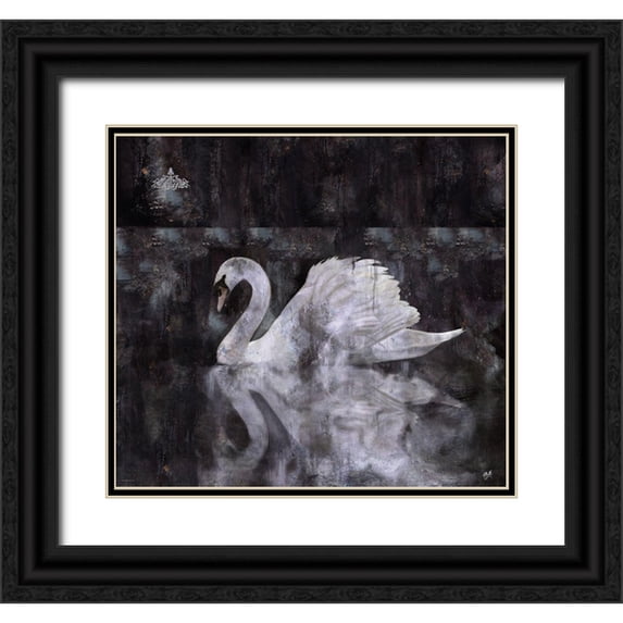 Wiley, Marta 22x20 Black Ornate Wood Framed with Double Matting Museum Art Print Titled - Swan II
