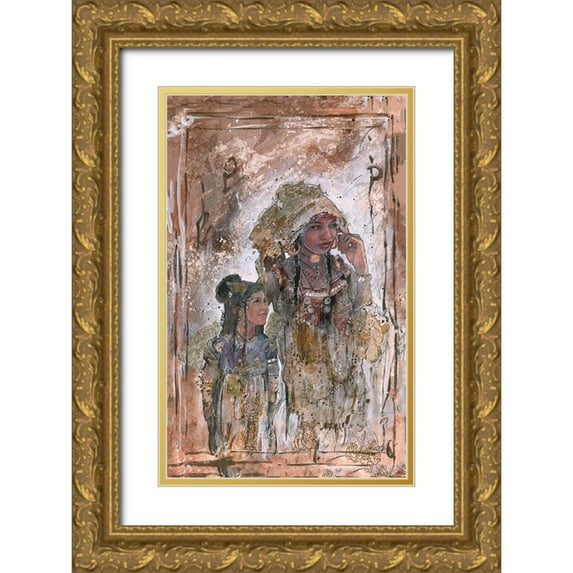 Wiley, Marta 22x32 Gold Ornate Wood Framed with Double Matting Museum Art Print Titled - African Mother and Child