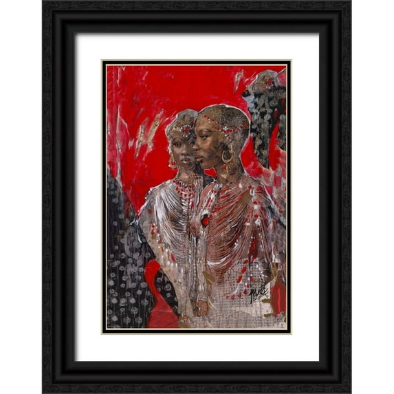 Wiley, Marta 23x32 Black Ornate Wood Framed with Double Matting Museum Art Print Titled - Cadmium Red African
