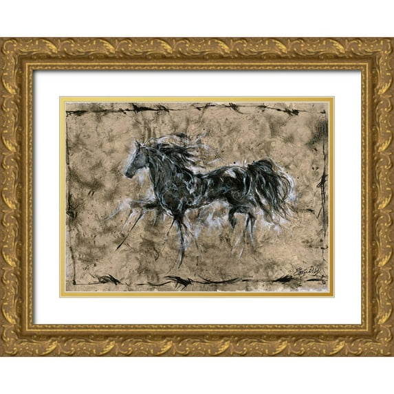 Wiley, Marta 24x18 Gold Ornate Wood Framed with Double Matting Museum Art Print Titled - Crackle horse