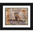 thumbnail image 1 of Wiley, Marta 24x19 Black Ornate Wood Framed with Double Matting Museum Art Print Titled - Long Horn Gold Leaf, 1 of 4