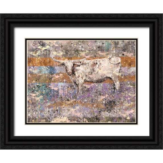 Wiley, Marta 24x19 Black Ornate Wood Framed with Double Matting Museum Art Print Titled - White Long Horn II