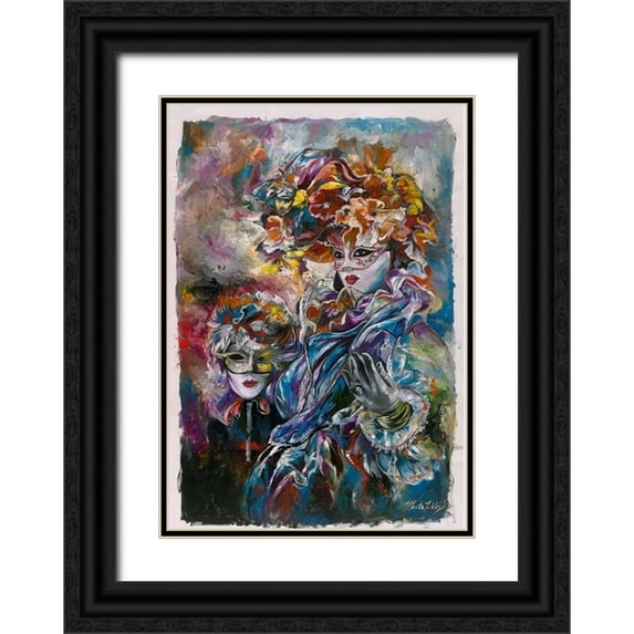 Wiley, Marta 24x32 Black Ornate Wood Framed with Double Matting Museum Art Print Titled - Festival Cyan Blue