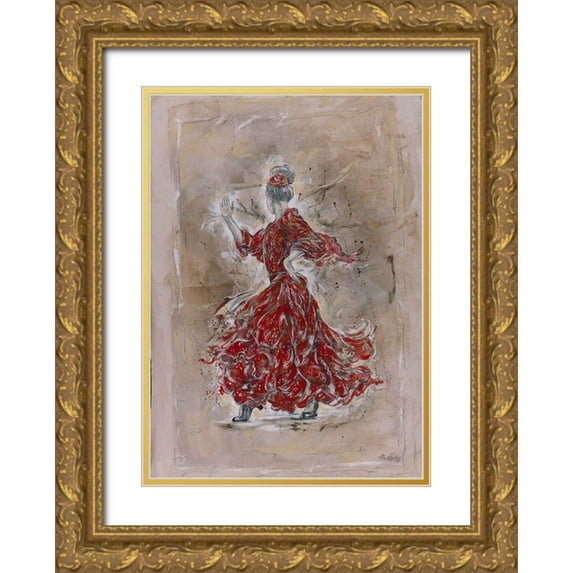 Wiley, Marta 24x32 Gold Ornate Wood Framed with Double Matting Museum Art Print Titled - Scarlet Red Dancer