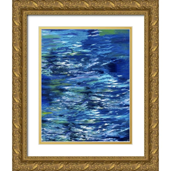 Wiley, Marta 26x32 Gold Ornate Wood Framed with Double Matting Museum Art Print Titled - River II Study Blue
