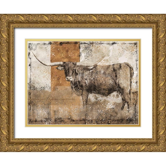 Wiley, Marta 32x25 Gold Ornate Wood Framed with Double Matting Museum Art Print Titled - Long Horn Original