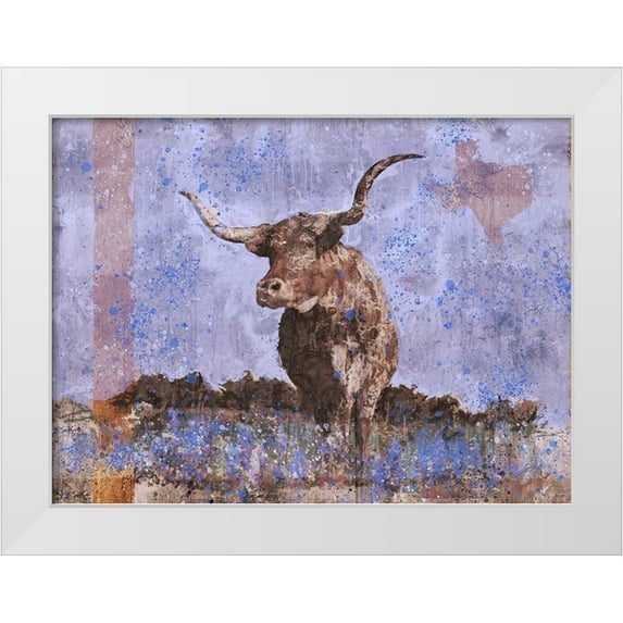 Wiley, Marta 32x25 White Modern Wood Framed Museum Art Print Titled - Long Horn Purple