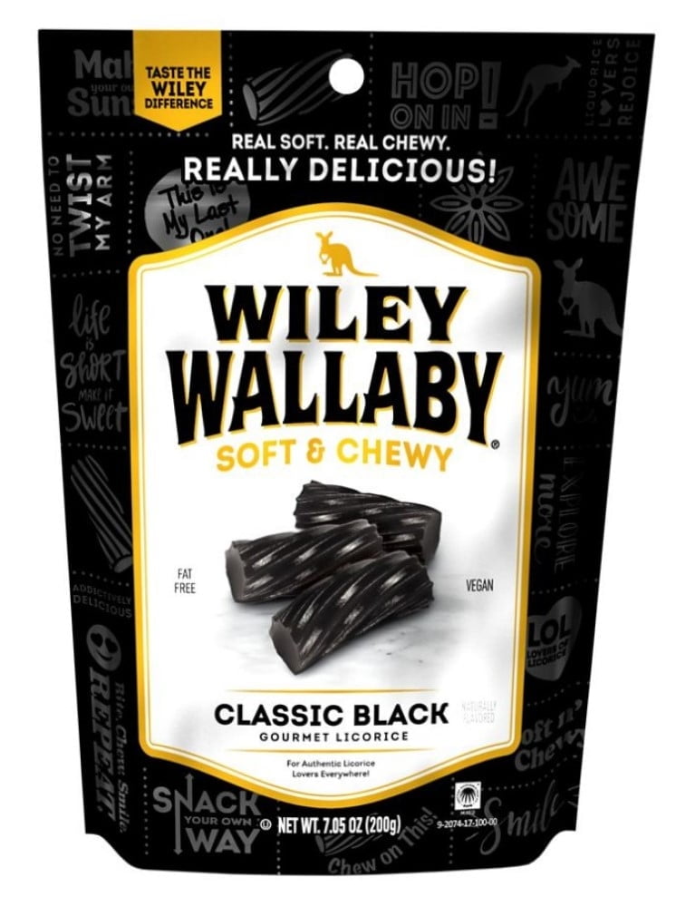 Wiley Wallaby 120071 Classic Black Gourmet Licorice Soft & Chewy Candy 7.05 oz. Bag, Pack of 1
