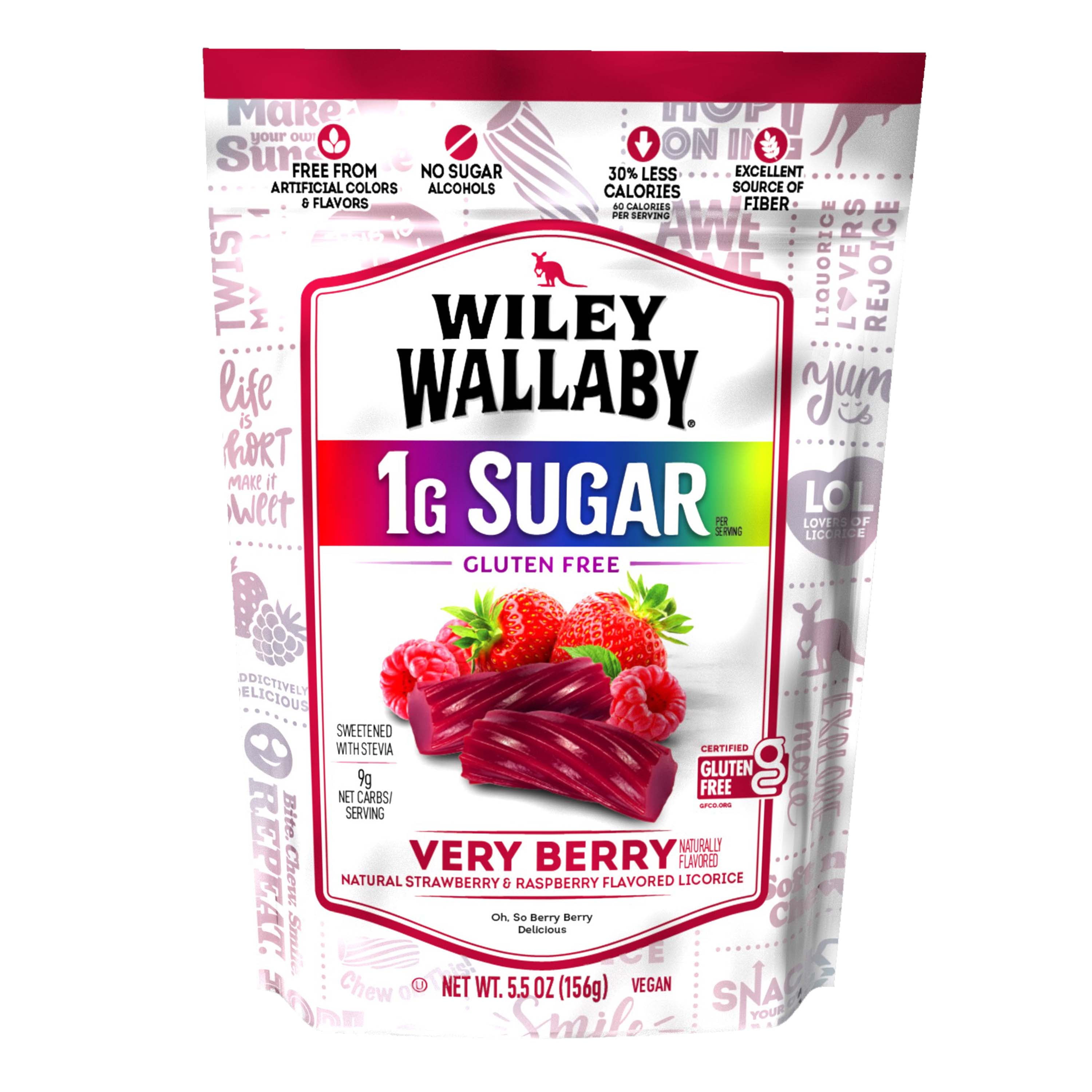 Wiley Wallaby 1G Sugar Gluten Free Very Berry Licorice Standup Regular