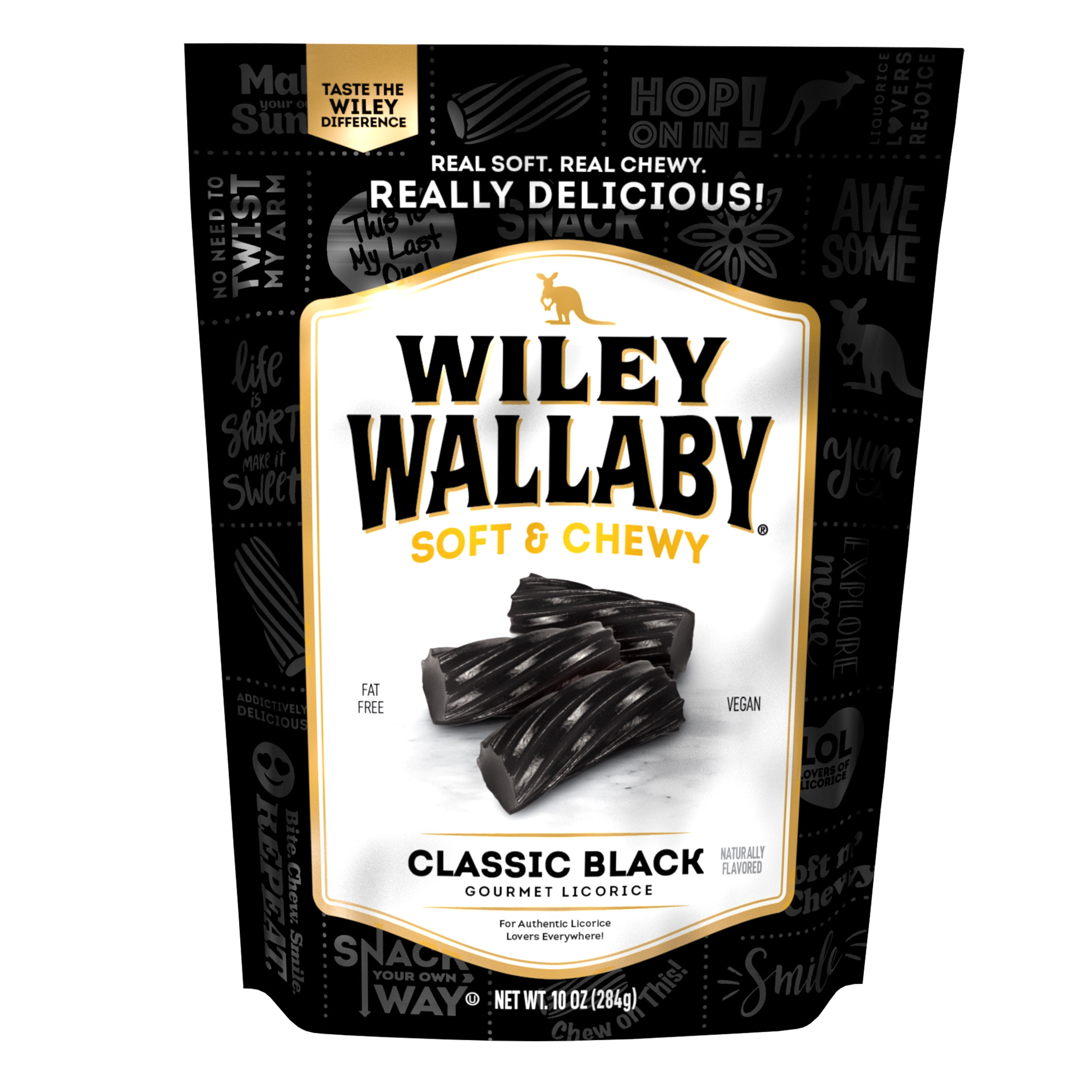 Wiley Wallaby Classic Black Licorice Candy, 10 oz. Bag, Contains Wheat & Soy