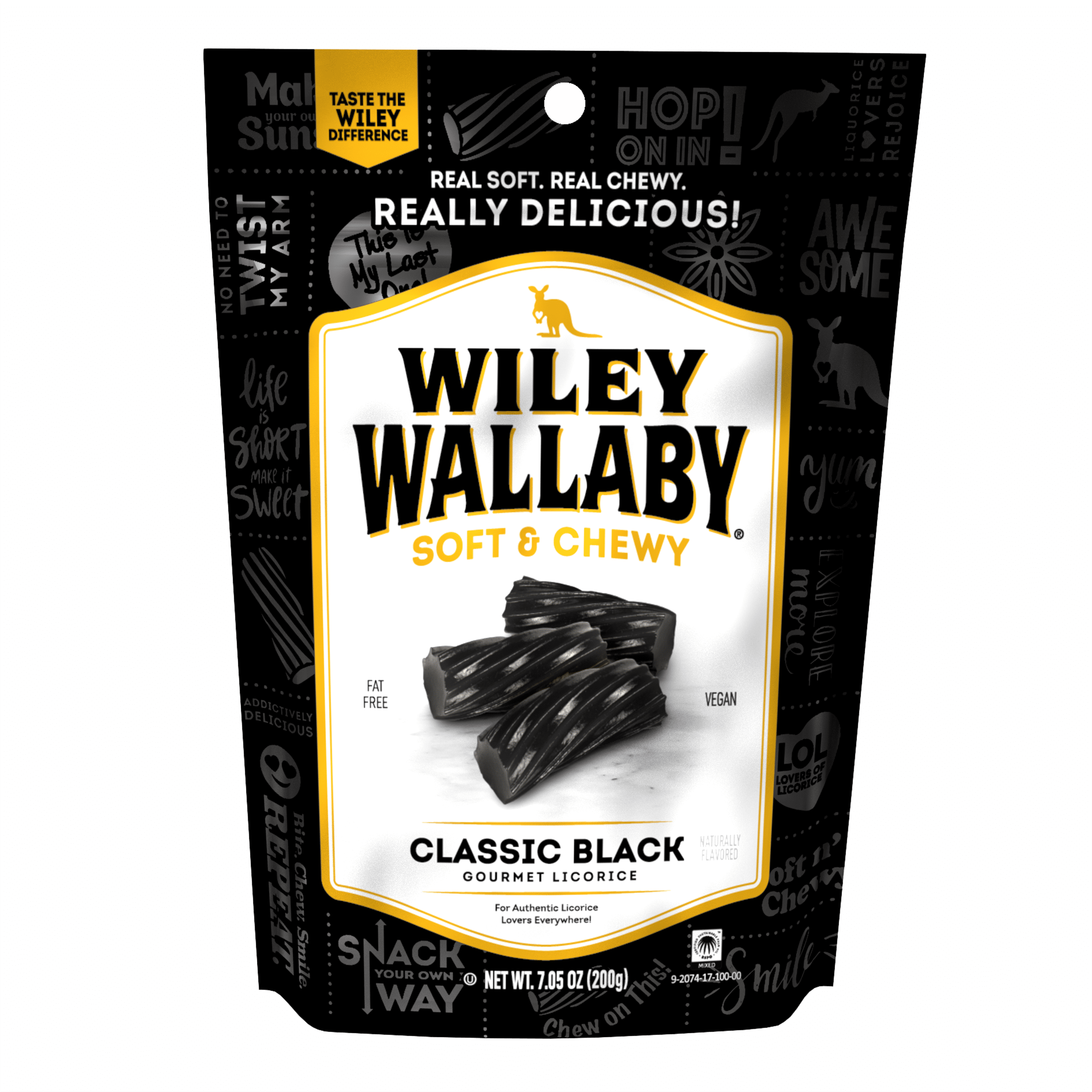 Wiley Wallaby Classic Black Licorice Candy, 7.05 oz