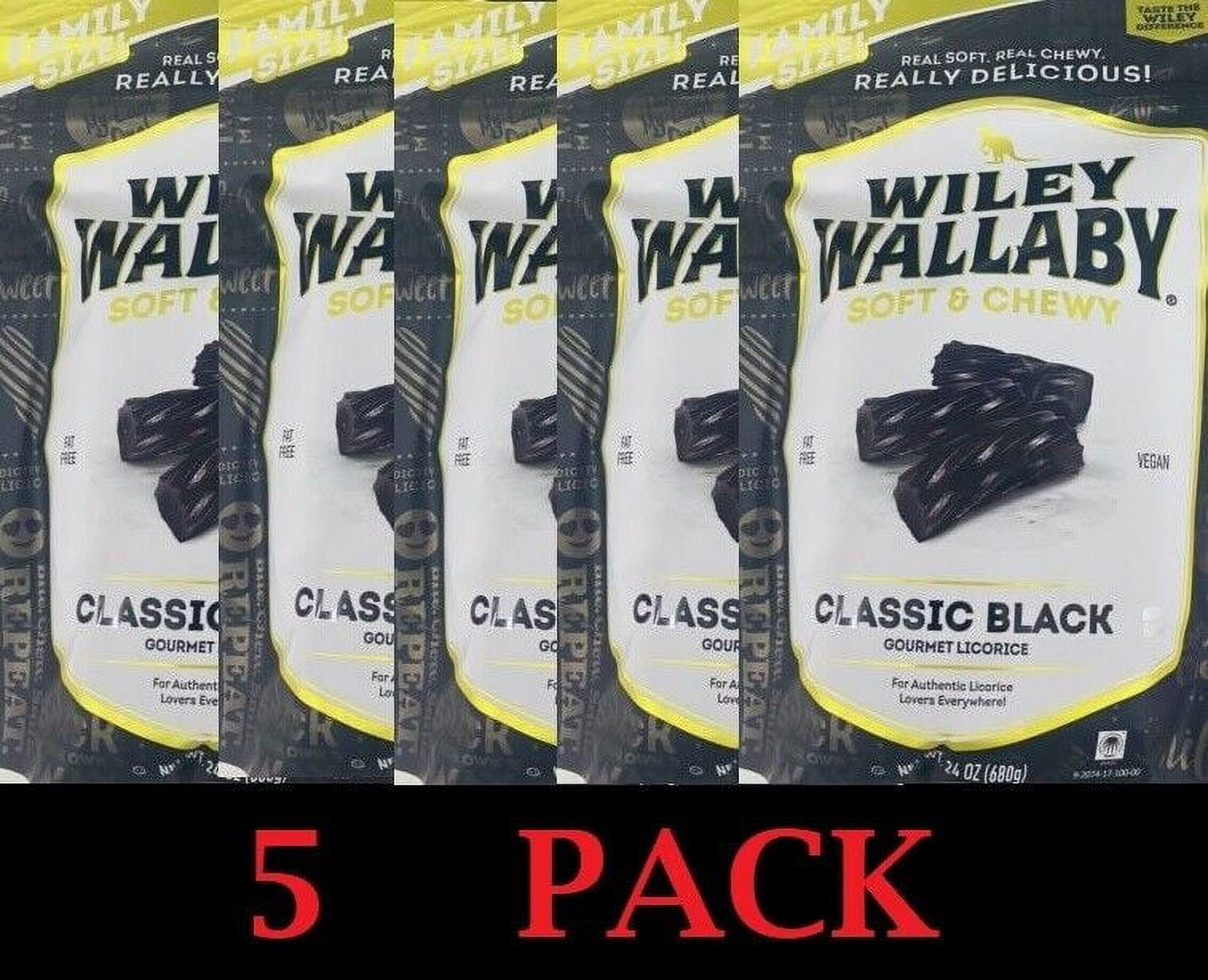 Wiley Wallaby FAMILY SIZE Soft Chewy CLASSIC BLACK Gourmet Licorice 24