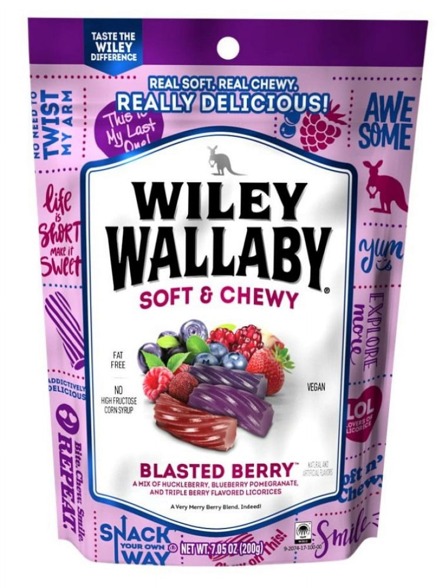 Wiley Wallaby Gourmet Blasted Berry Licorice Soft & Chewy 7.05 oz.