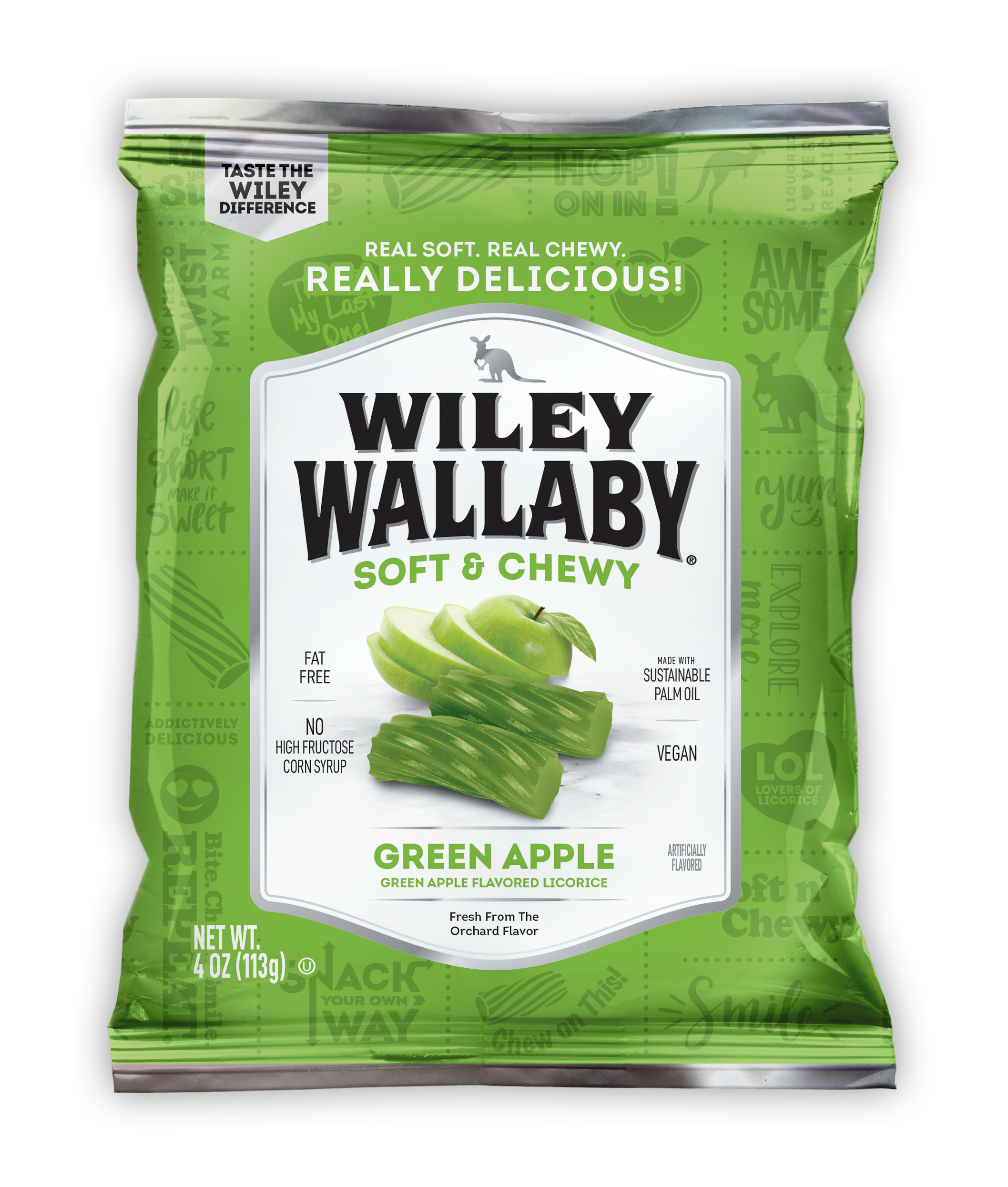 Wiley Wallaby Green Apple Licorice, 4 oz.
