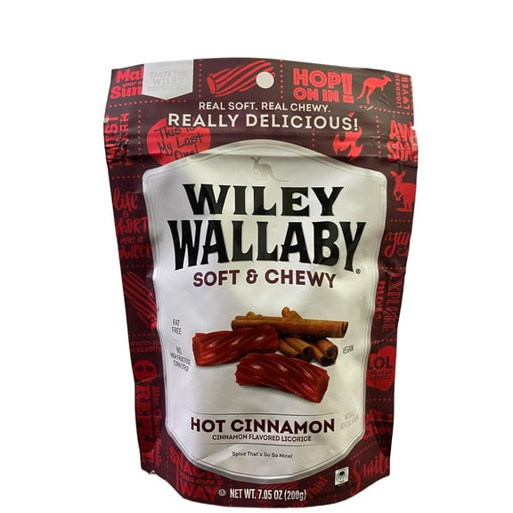 Wiley Wallaby, Hot Cinnamon Licorice Candy, Vegan, Fat Free, No High Fructose Corn Syrup 7.05 oz 200g 2 pack