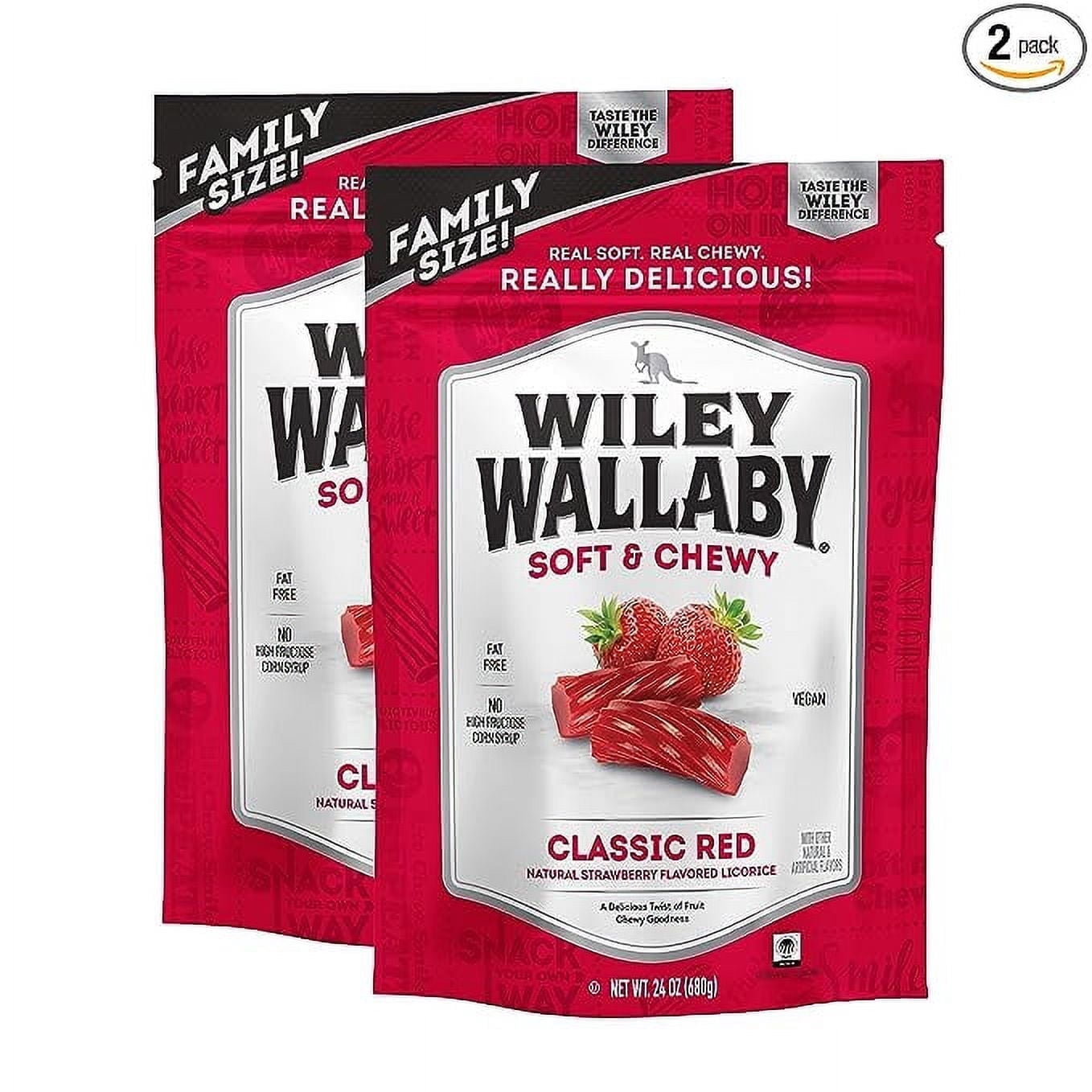 Wiley Wallaby Licorice 24 Ounce Classic Gourmet Soft & Chewy Australian Red Licorice Candy Twists, 2 Pack