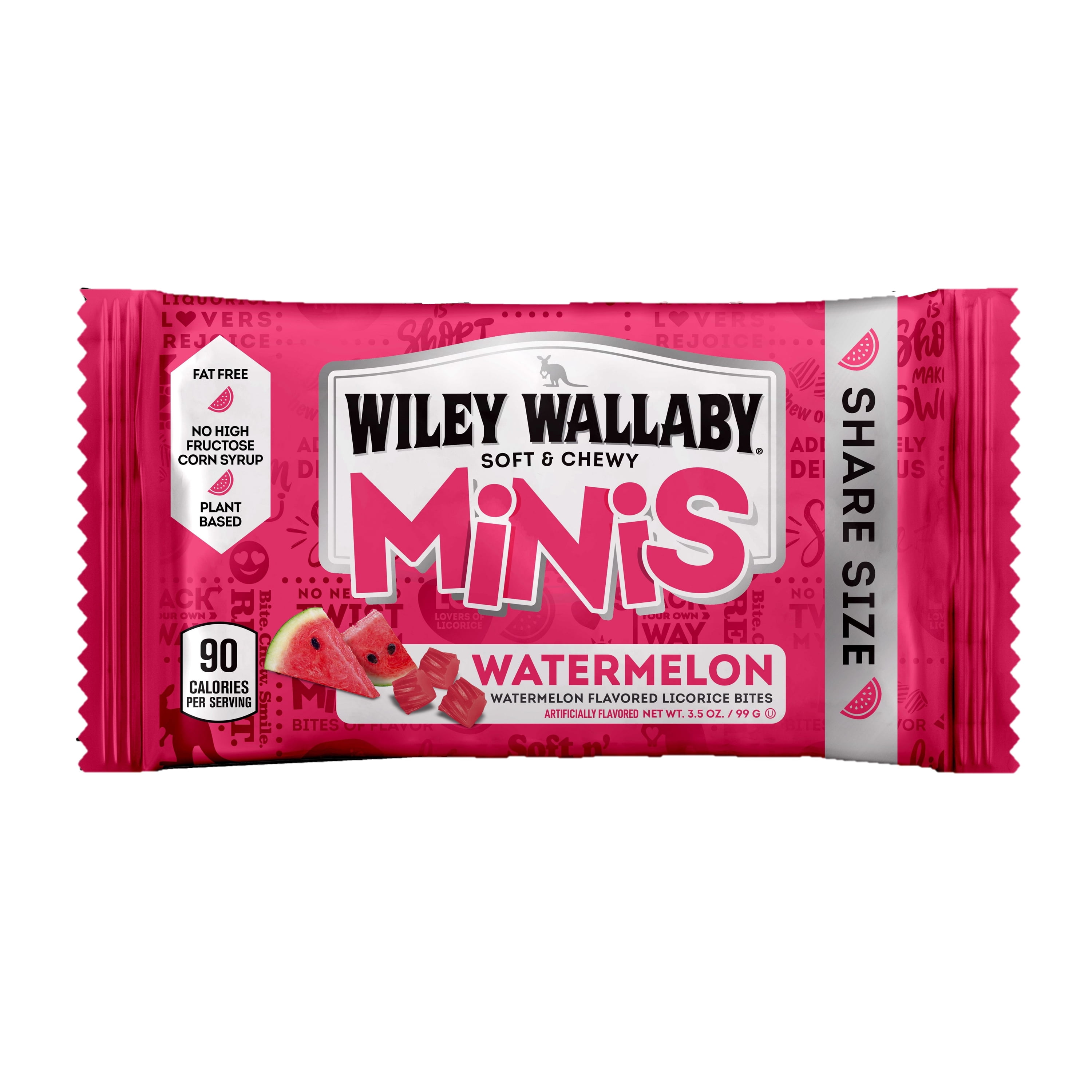 Wiley Wallaby Minis, Watermelon Licorice Candy, 3.5 oz.